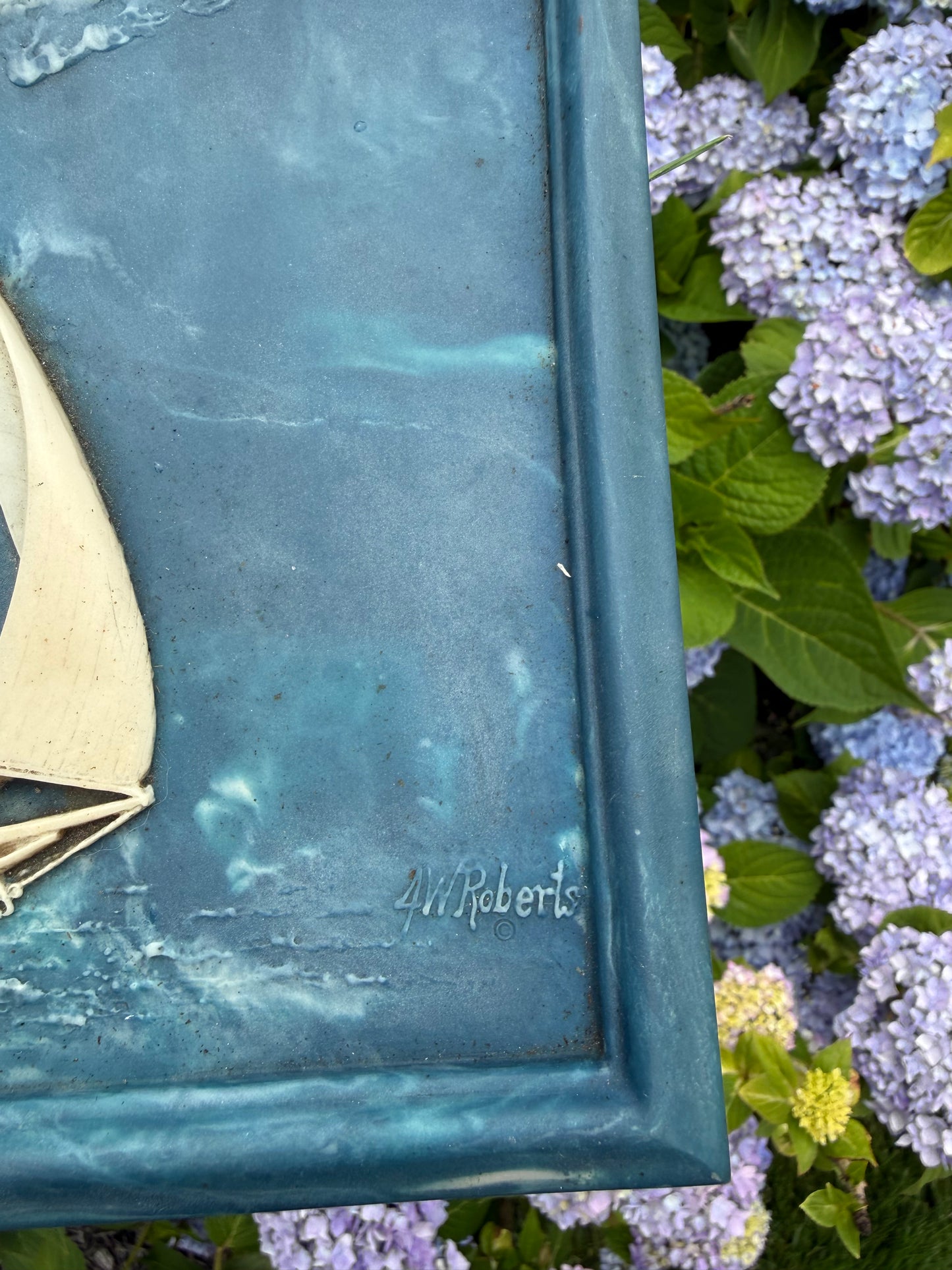 Vintage Signed Incolay Stone Jewelry Box with Ship