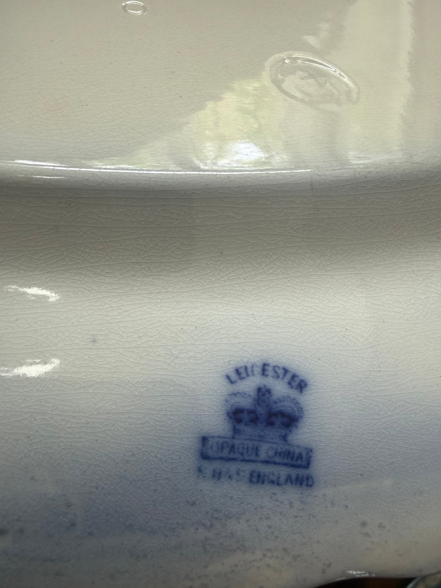Antique English Flow Blue XL 19” Oval Transferware Platter with Hunt Scene & Floral Border –