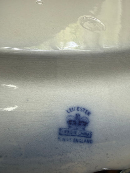Antique English Flow Blue XL 19” Oval Transferware Platter with Hunt Scene & Floral Border –