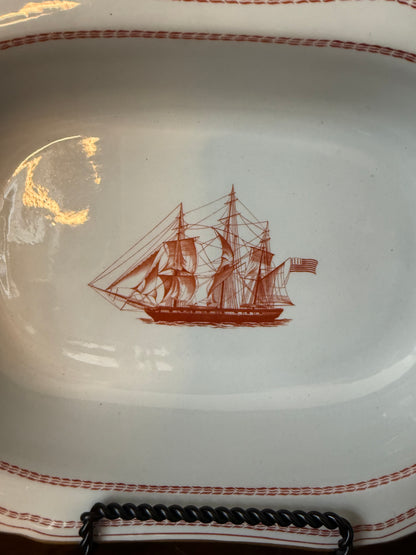 Vintage Spode Trade Winds Red with Gold Vegetable Bowl - Pristine