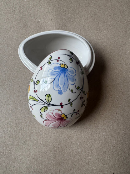 Vintage Hand-Painted Portuguese Ceramic Wall Salt Box | Onfora Agueda