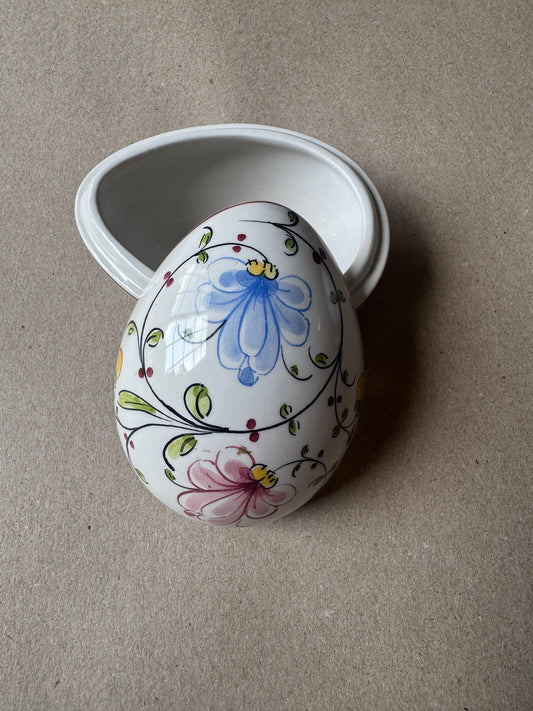 Vintage Hand-Painted Portuguese Ceramic Wall Salt Box | Onfora Agueda