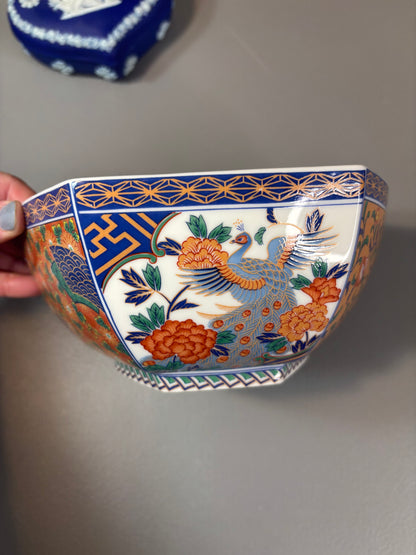 Imari peacock hexagonal bowl!