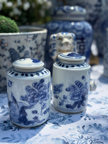 Danny's Fine Porcelain - Pair (2) Small Jar In Blue And White - 3L X 3W X 4.15H