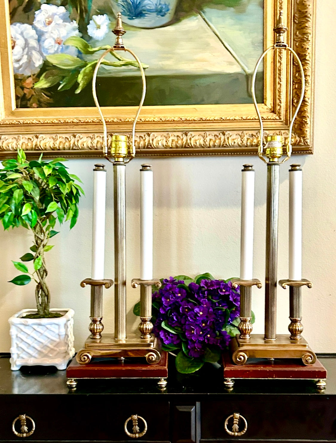 Pair designer Rembrandt French Regency Candelabras Table Lamps 30 in circa 89