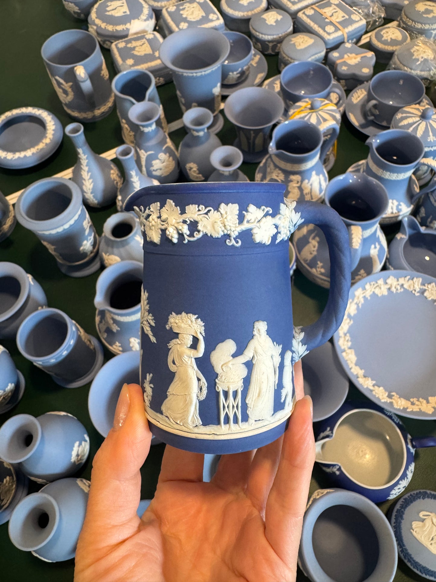 Reserved royal blue antique pitcher 3.75”
