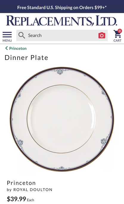 Gorgeous set of 6 vintage designer Royal Doulton England fine bone china (3 sets of 6 / 18 total  available) in "Princeton"