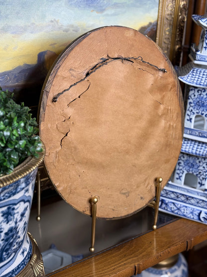 Antique 19th-Century Oval Giltwood Mirror with Rope Twist Frame: 15x13x2”