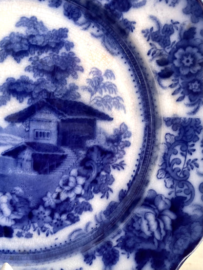Antique “Genovese” Flow Blue Dinner Plate Circa 1873