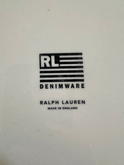 Pair of Denim Light Dinner Plates by Ralph Lauren, Made in England, 11"