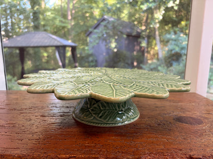 Stunning Bordallo Pinheiro 13” green cake stand!