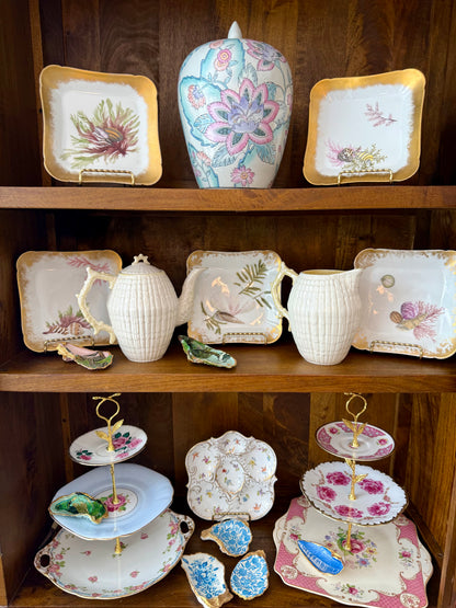 Reserved Nicole - Vintage Irish Belleek 4 Cup Lidded Coffee Pot with Coral Design Handle (1965-1980)