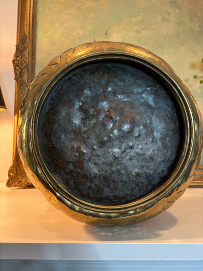 Live 9/9 Reserved for Maria Large Brass Pot with Fleur de lis design