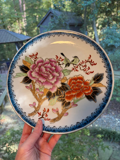 Lovely chinoiserie bird and floral plate with raised designs!