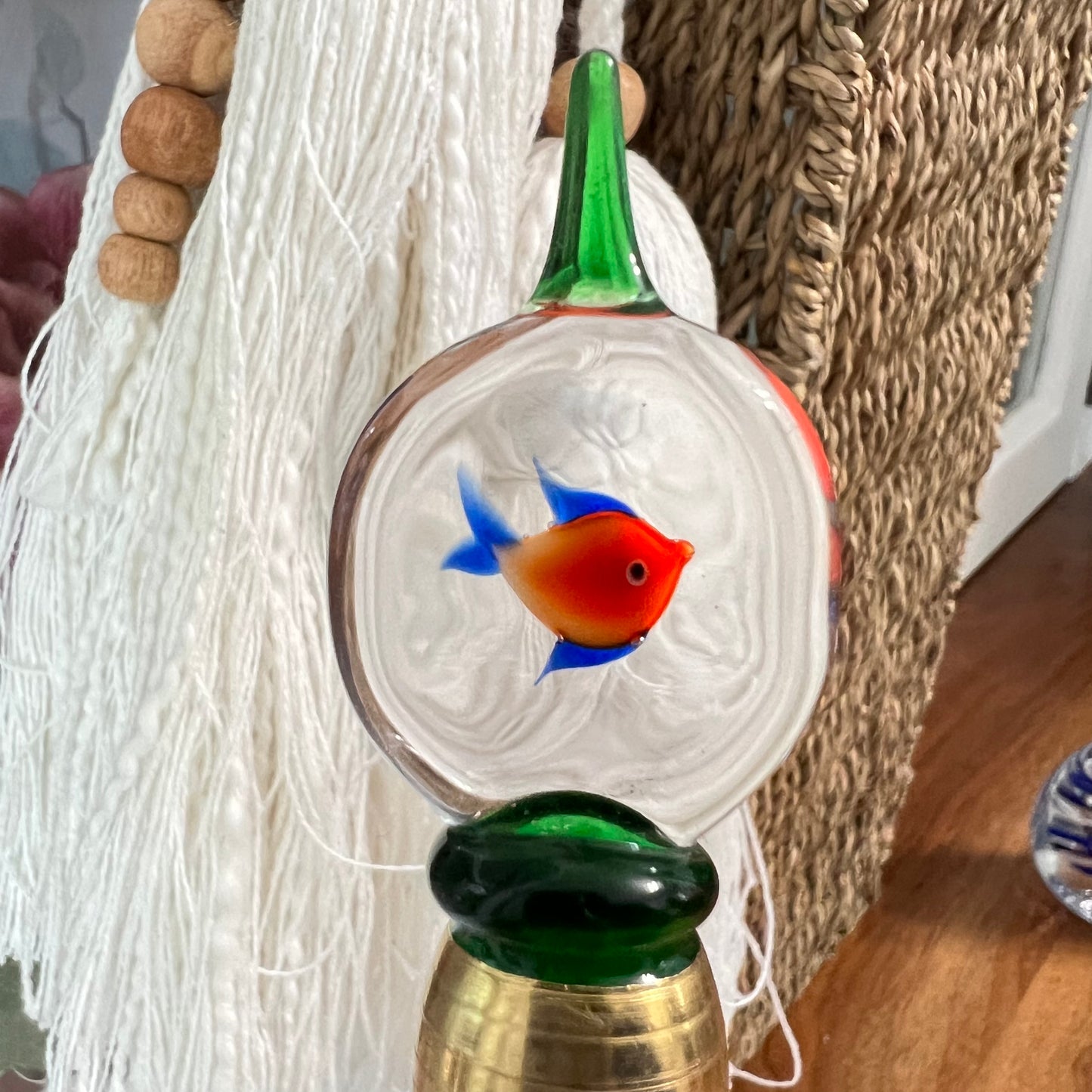 MURANO Vintage Italian Art Glass Perfume Bottle Aquarium Fish in the Stoper
