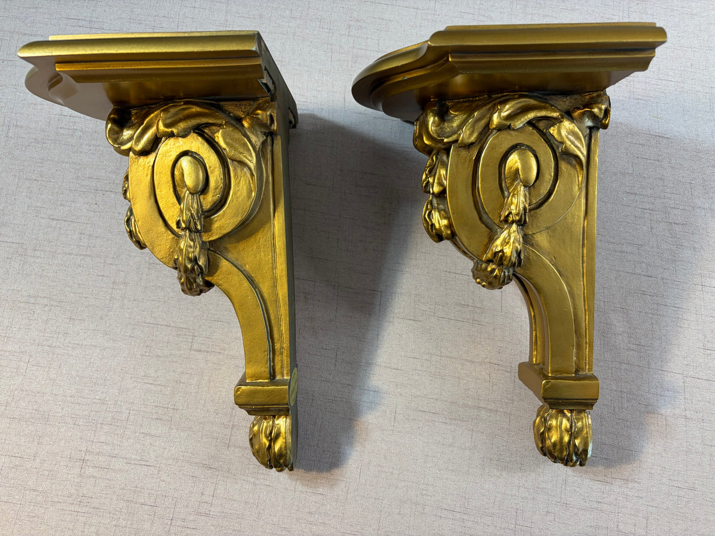 Gorgeous ornate gold sconces pair!