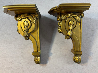 Gorgeous ornate gold sconces pair!