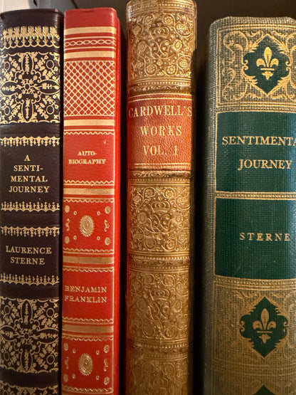 Set of 7 aged rare books Dickens, Longfellow 1885, Sterne & more
