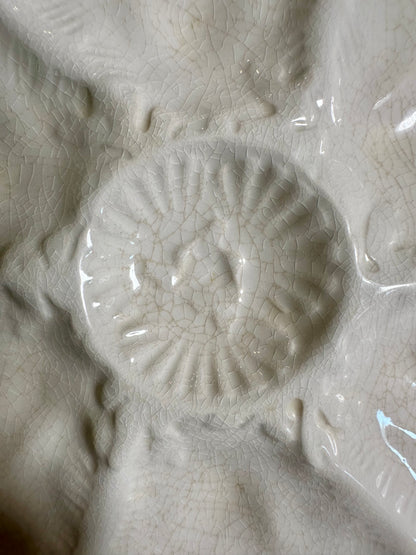 Vintage Gien France White Faience Oyster Plate | Circa 1960s