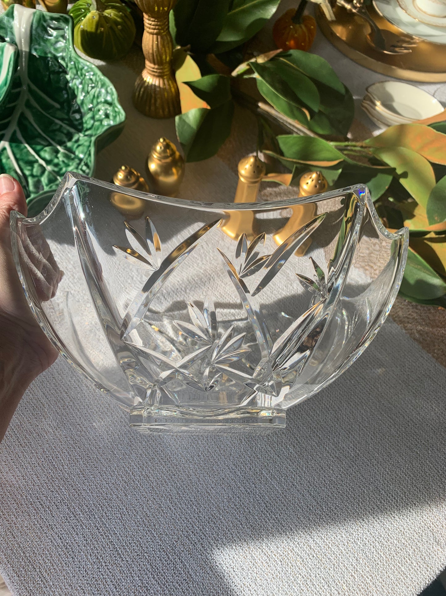 Waterford 9" Square Crystal Bowl Bamboo Collection