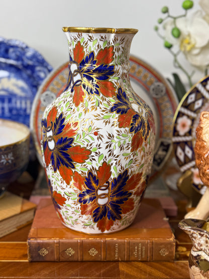 Antique Copeland Spode “Imari Style” Porcelain Vase | England | Hand-Decorated Gilt Floral Vase | 10.5”H | Restored