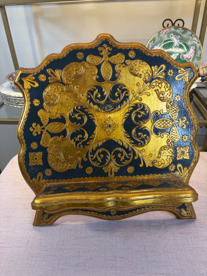 Stunning Florentine blue and gold book stand!