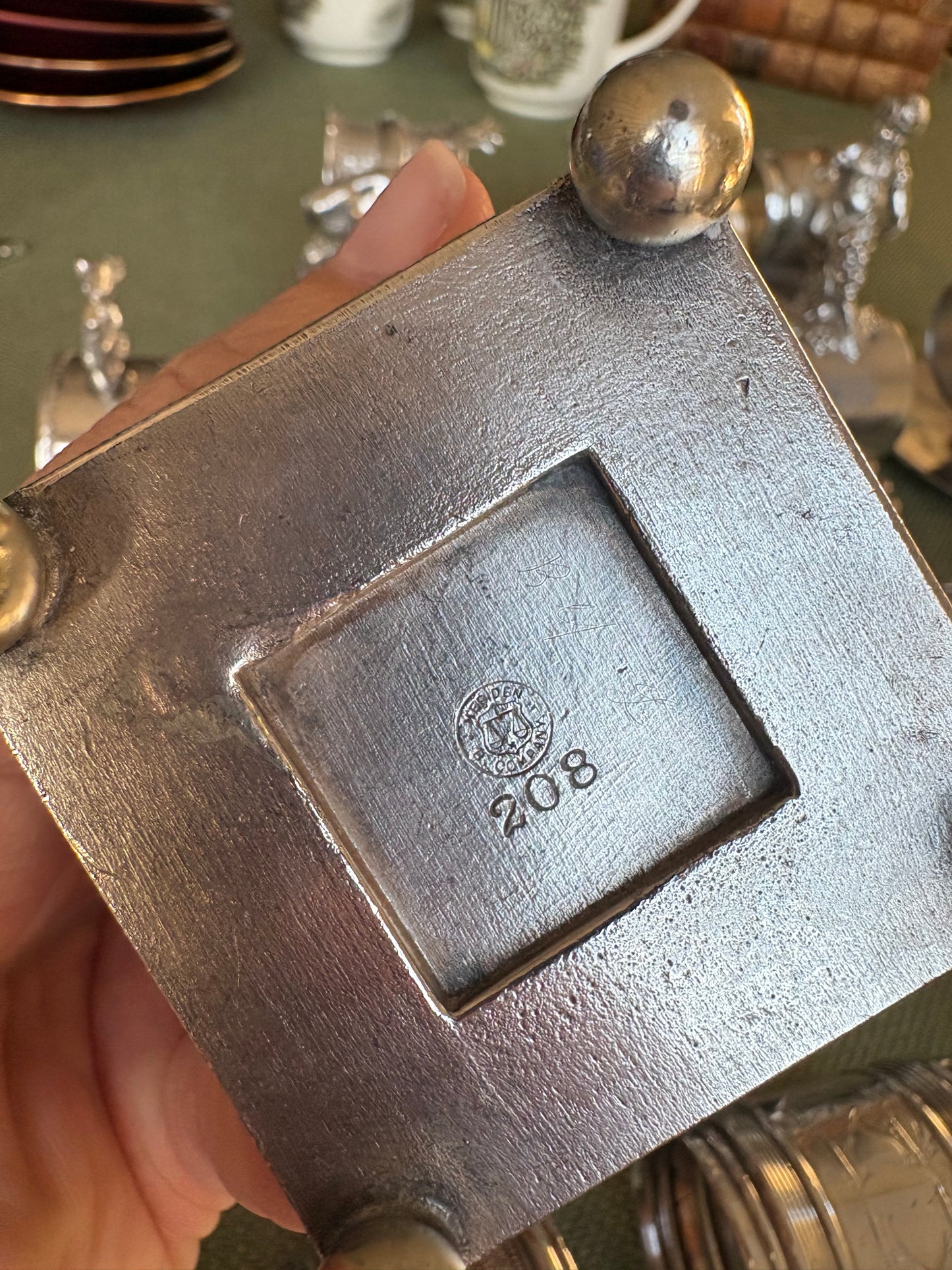 Victorian Silverplated Napkin Holder Chinoiserie Fan