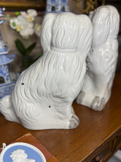 Early 19th Century Staffordshire Spaniel Pair – Overscale Mantel Dogs, 14” & 13.5”