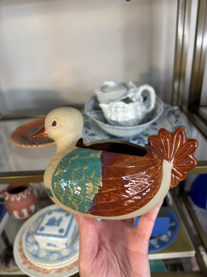 Lovely pottery duck planter!
