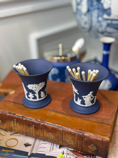 Vintage Wedgwood Portland Jasperware Toothpick Vase, 2.5” Tall