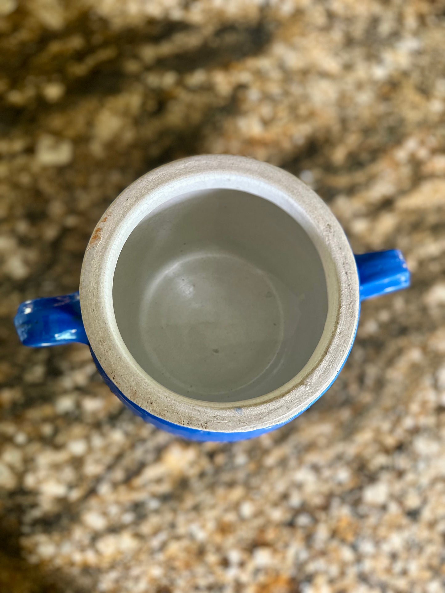 Reserved for K. Schrader Hearts for Spokane Charity Auction - VINTAGE FRENCH BLUE CONFIT POT
