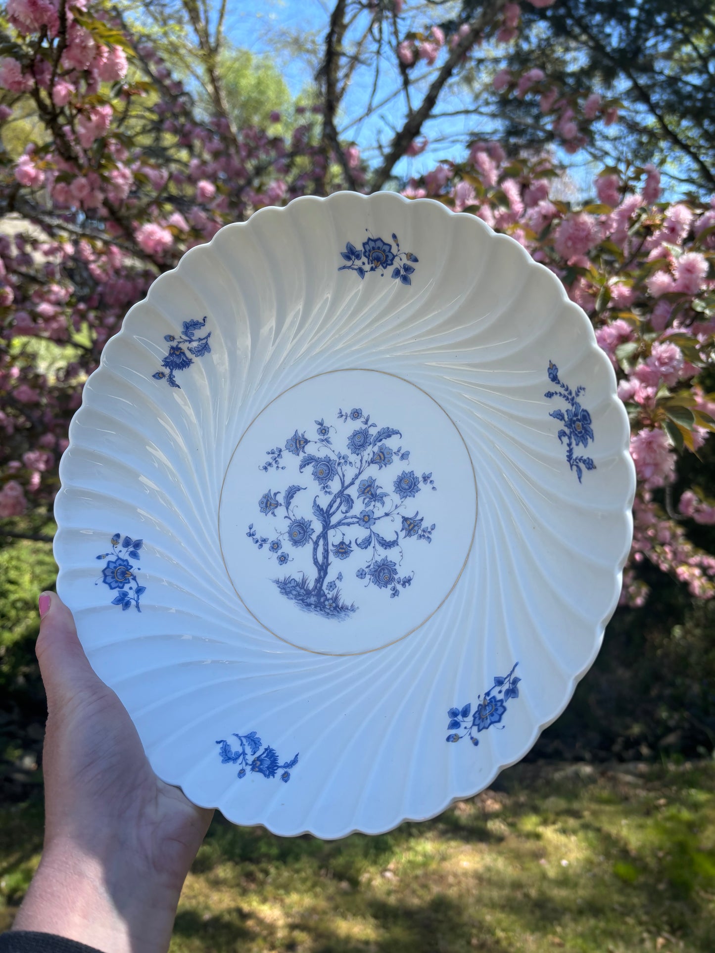 Beautiful Haviland Limoges scalloped floral shallow bowl!