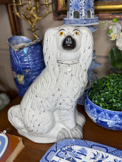 Early 19th Century Staffordshire Spaniel Pair – Overscale Mantel Dogs, 14” & 13.5”
