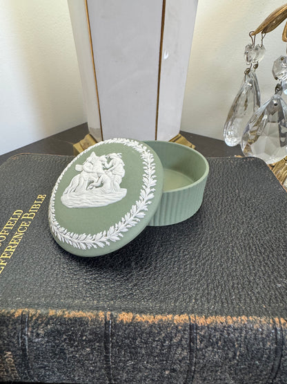 Wedgwood sage green cupcake style trinket box