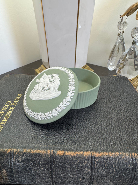Wedgwood sage green cupcake style trinket box
