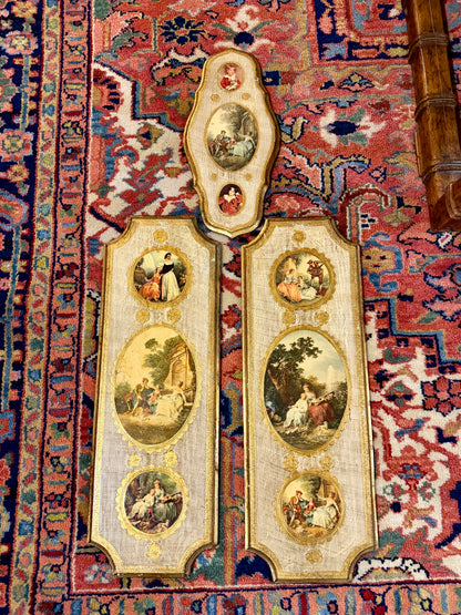 Fabulous Florentine rectangular painting on wood Italian 13 x 6