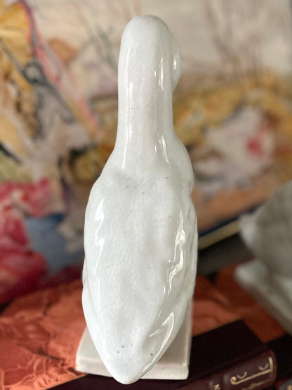 Live 09/29 Important Estate Pair of Chinese Export White Glazed Stoneware Ducks