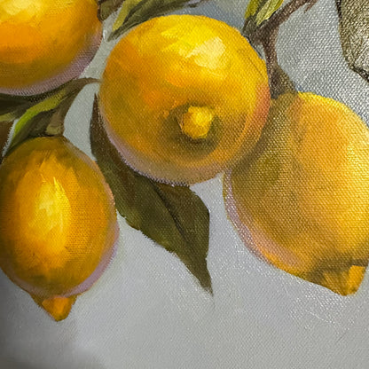 Lemons unframed oil painting 12x12”