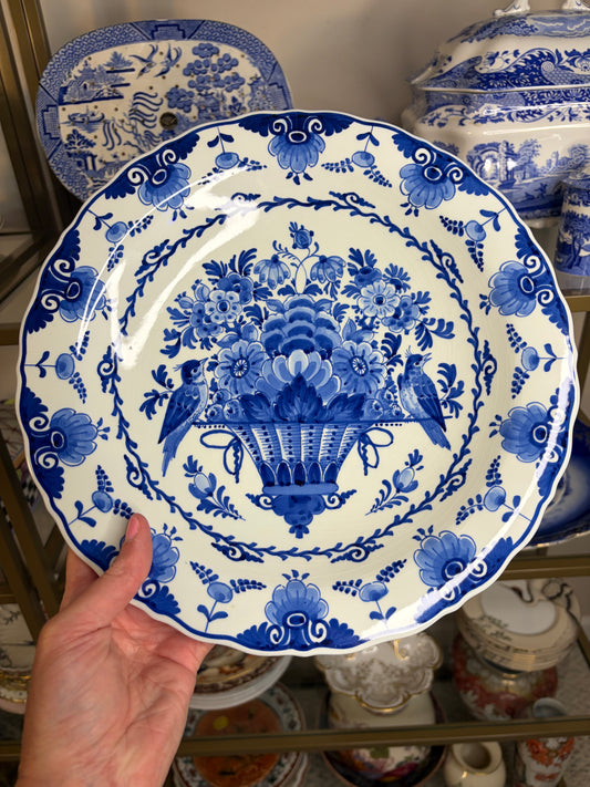 Beautiful Royal Delft bird and floral platter!