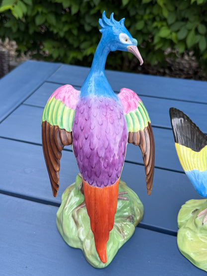 Rare - Antique Pair Copeland Spode China Porcelain Birds, Circa 1915 | English Hand-Painted Figures