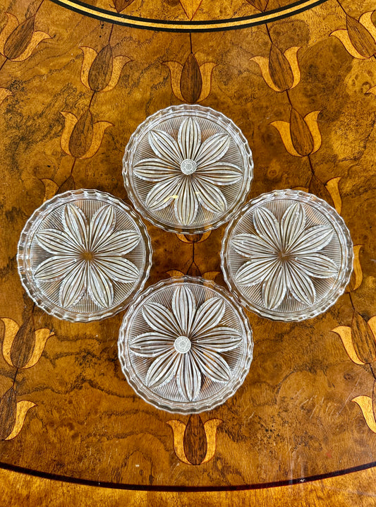 Vintage Val Saint Lambert Belgian Crystal Coasters | Set of Four