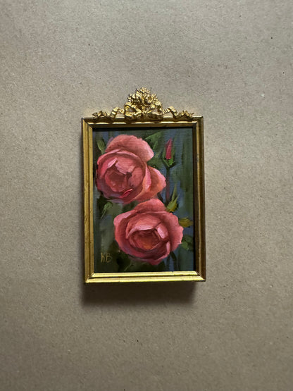 Reserved 07/28  original oil painting pink roses