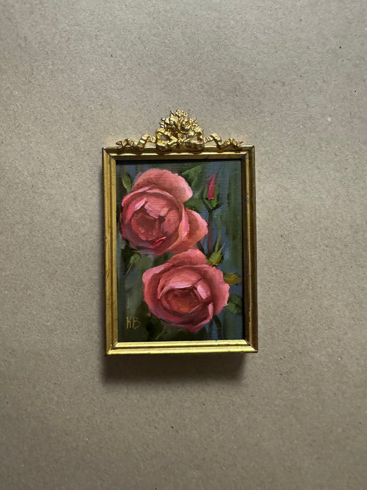 Reserved 07/28  original oil painting pink roses