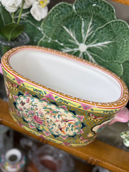 Danny's Fine Porcelain: Rose Canton Oval Cachepot / Footbath | (TWO SIZES AVAILABLE)  #41456, #41455