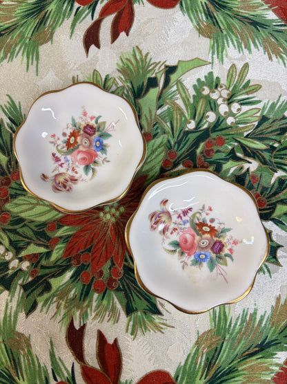 Coalport floral butter pats pair with scalloped and gold edges!