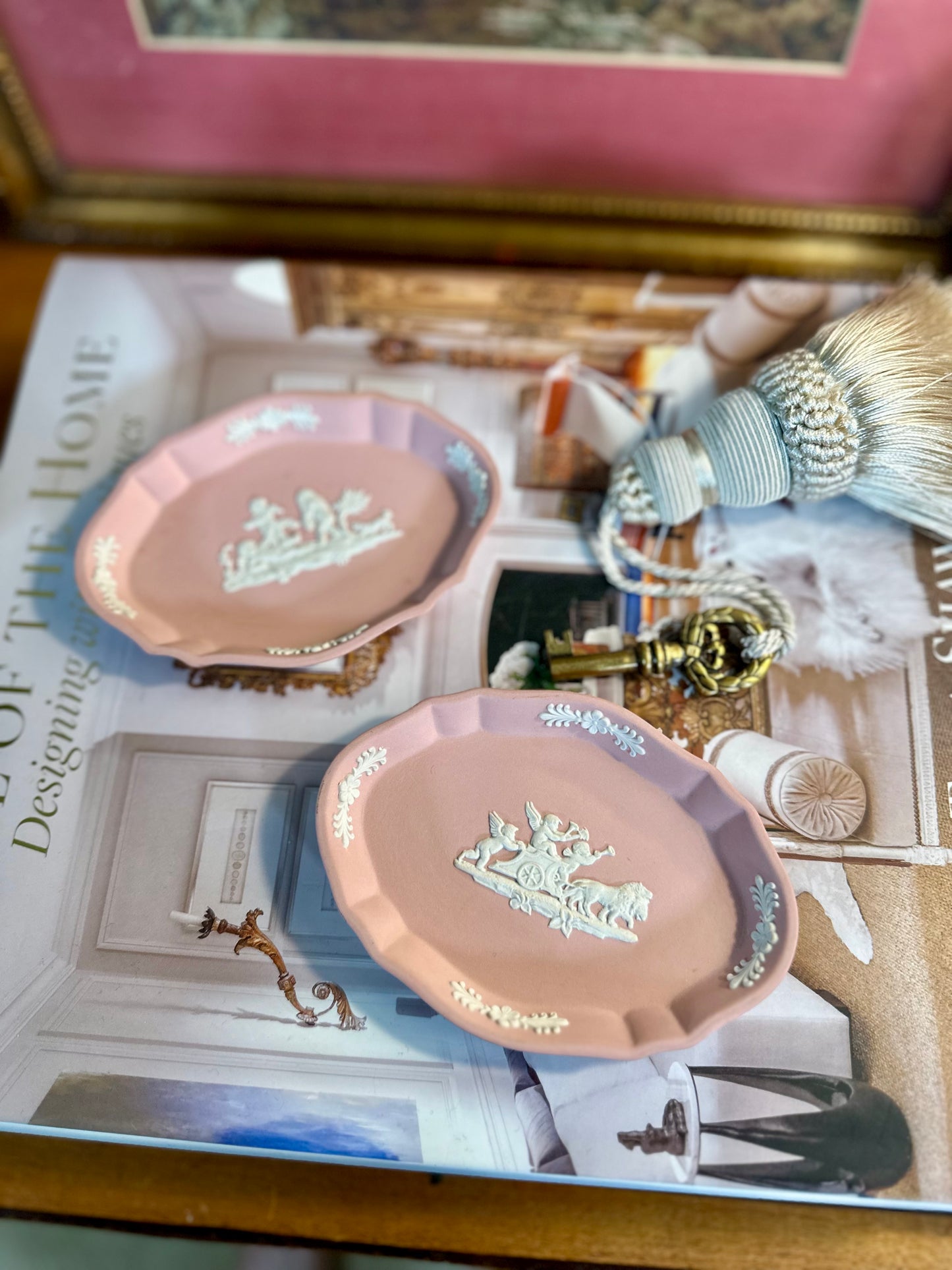 Classic Wedgwood Jasperware Pink Oval Pin Tray/Trinket Dish, England, 4.5”