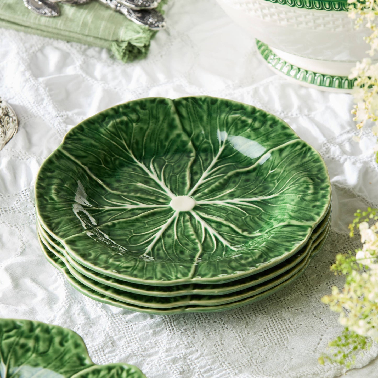 Green Cabbage Ceramic Cabbage 3-D Salad Plate 9in