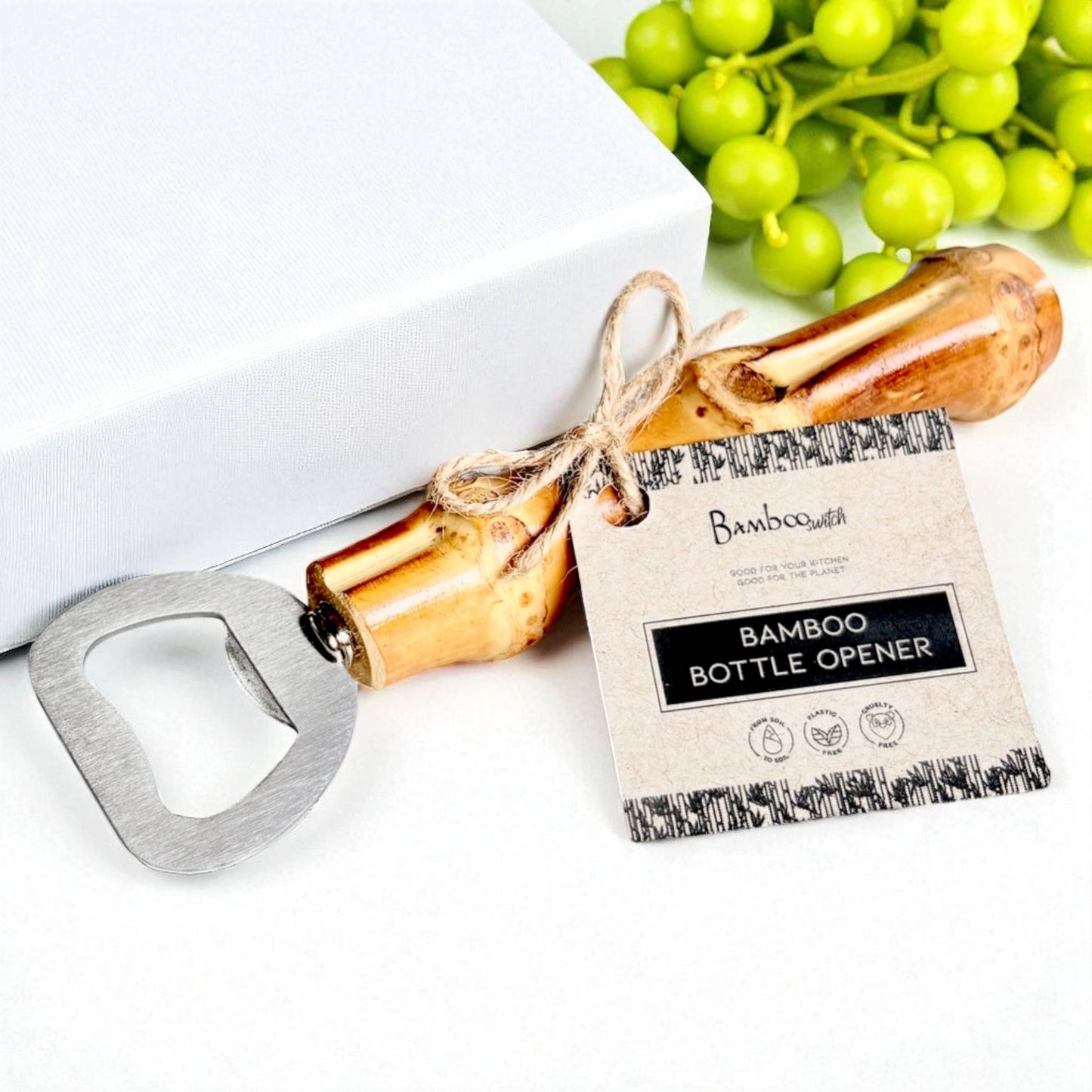Natural Bamboo Bottle Opener | Hostess Gift | Bar-cart Essential