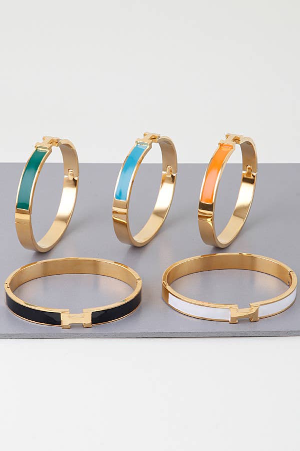 Bright H Cuff Bracelet BDBA327: Gold navy