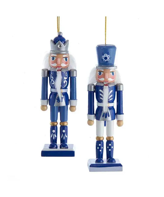 Kurt S. Adler Indigo Blue & White Wooden Nutcracker Ornament | 6" Christmas Tree Decor | Style 1